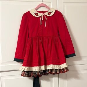 Red Dress with Embroidered Collar